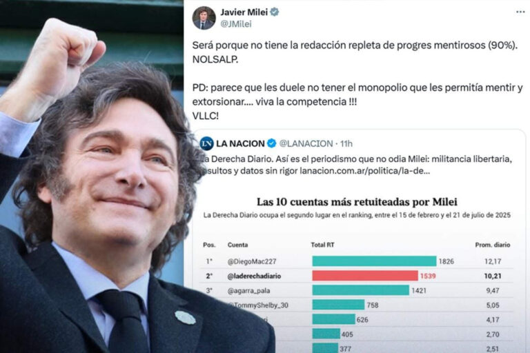Javier Milei defendió a La Derecha Diario tras una nota del medio pautero La Nación